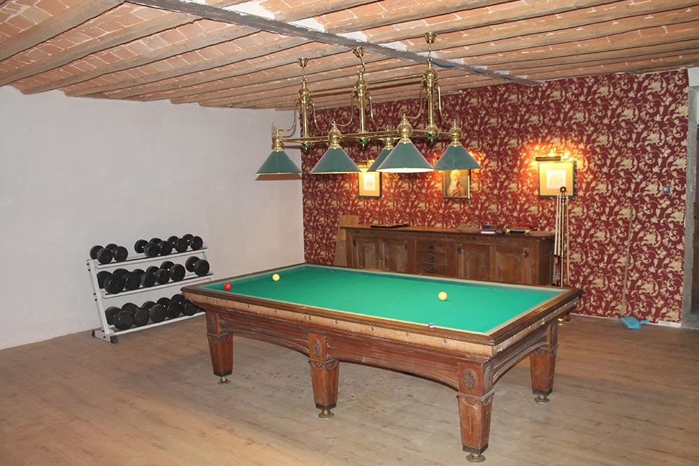 Salle de jeux avec billard