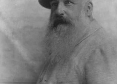 Portait photo en noir et blanc de Claude Monet portant le chapeau