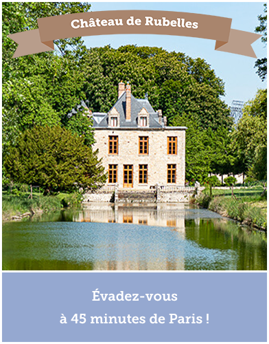 Image de pop up montrant le château de Rubelles au bout d'un canal