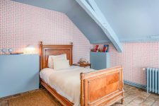 Chambre single Bleu indien