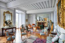Grand salon du château de Collanges - château à louer pour week-end ou vacances entre amis
